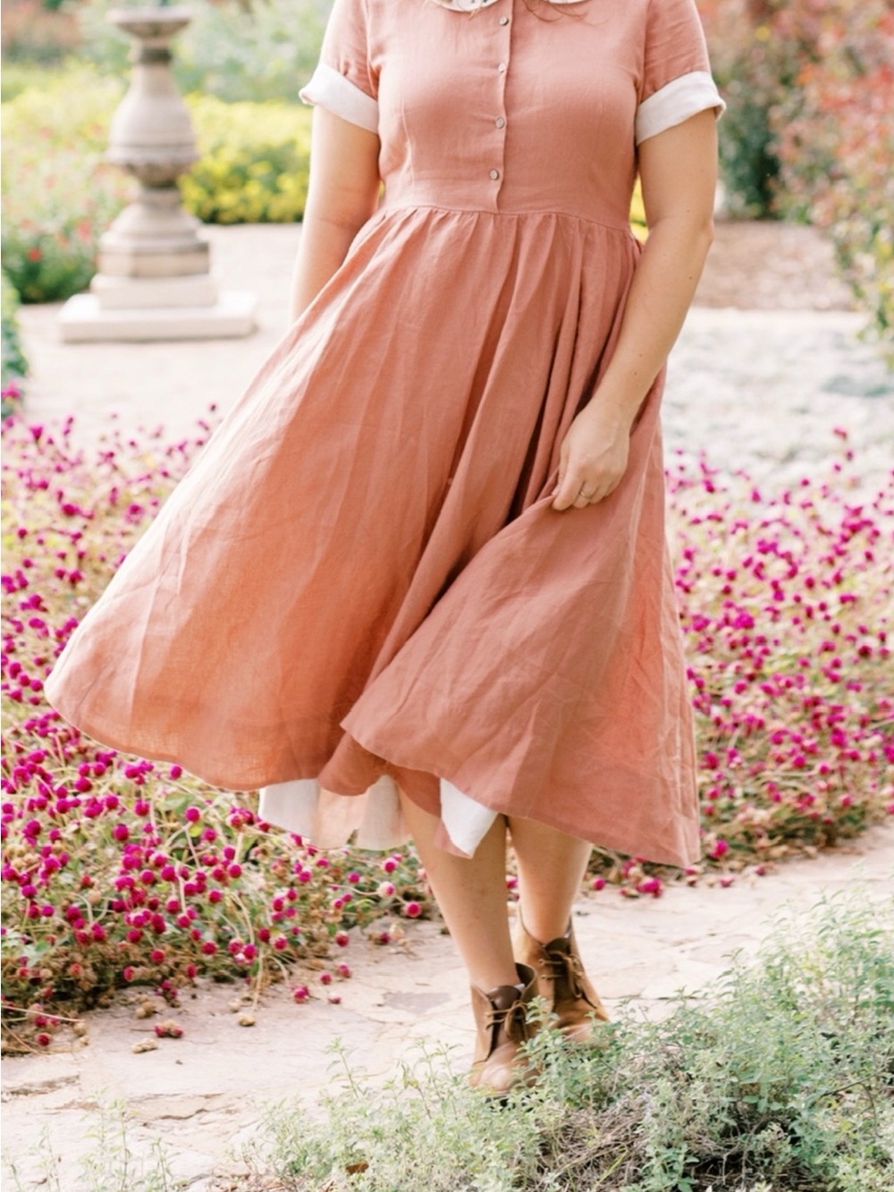 Son de Flor Gathered Midi Dress in Dusty Rose